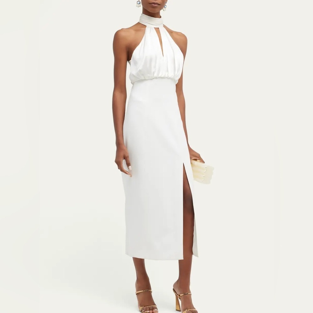 CINQ A SEPT Emerie Tie-Back Scarf Midi‎ Dress